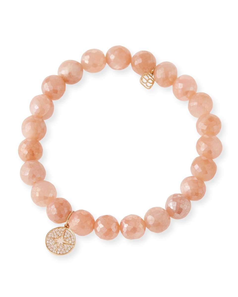 14k Diamond Star Disc & Moonstone Bracelet